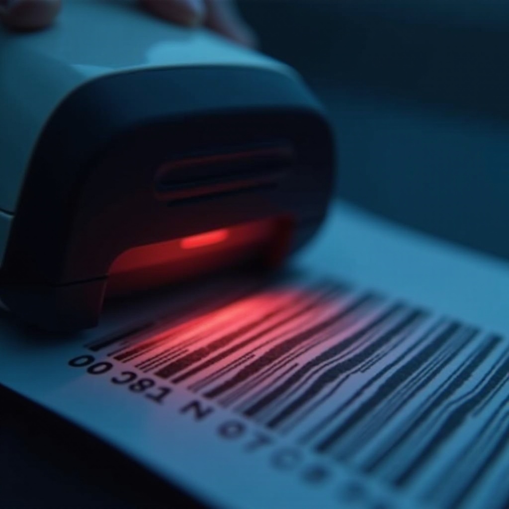 Barcodescanner lesen die weißen Balken